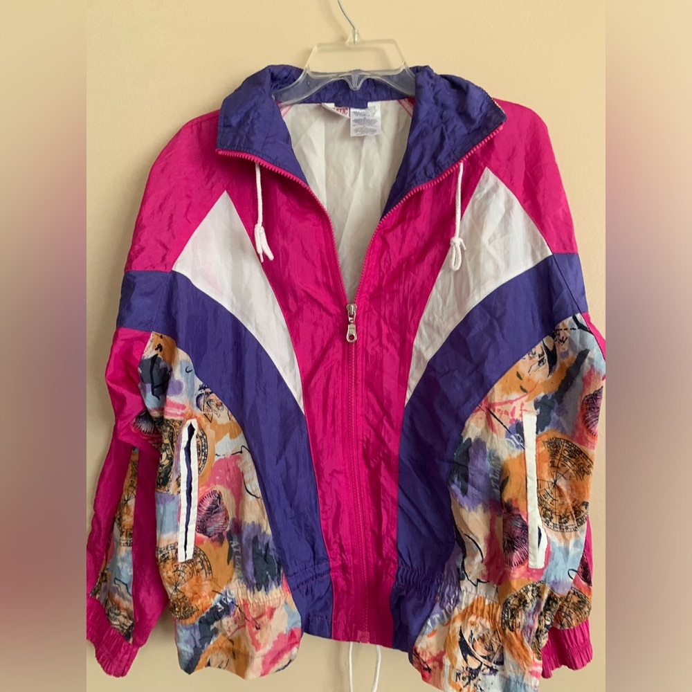 Vintage Athletic Works Multicolor Windbreaker Full Zip Jacket M Retro